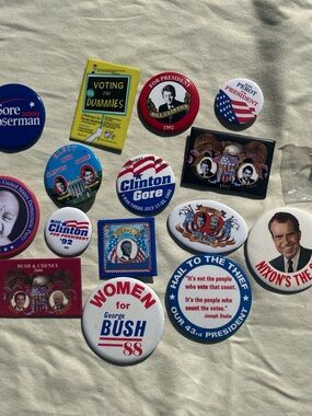 Vintage Political Pin Collection - Red, White & Blue Campaign Buttons